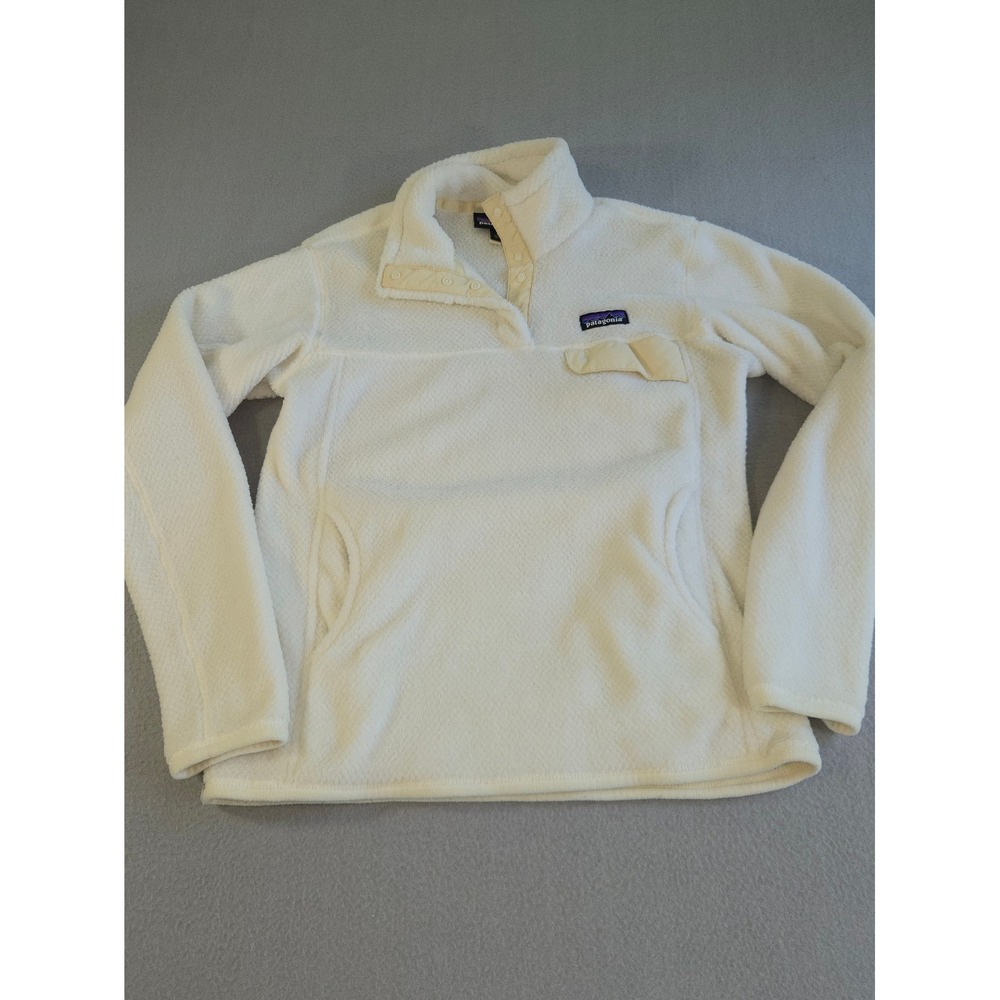 Patagonia Re-Tool Snap-T Fleece Pullover Women Medium Cream White Polartec 25442